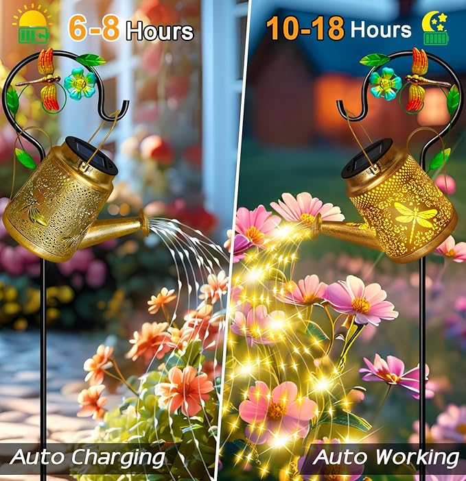Christma Gifts Dragonfly Solar Watering Can Lights, Outdoor Waterproof Outdoor - Image 3
