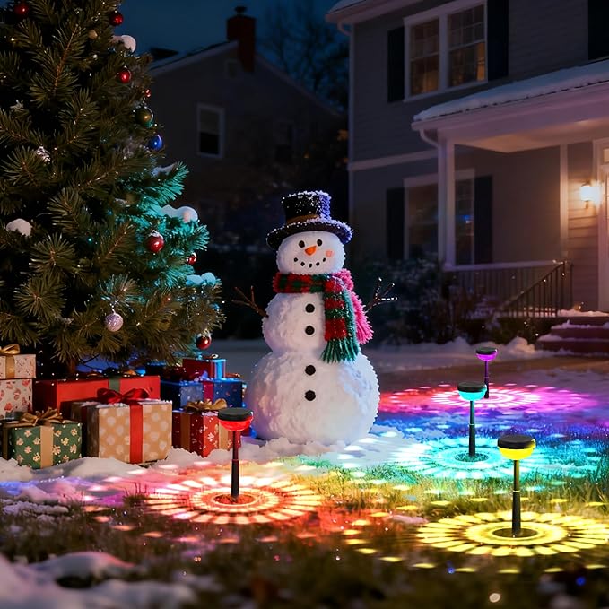 Ensenior Color Changing Solar Lights Outdoor, Auto ON/Off 6500K White Light & - Image 8