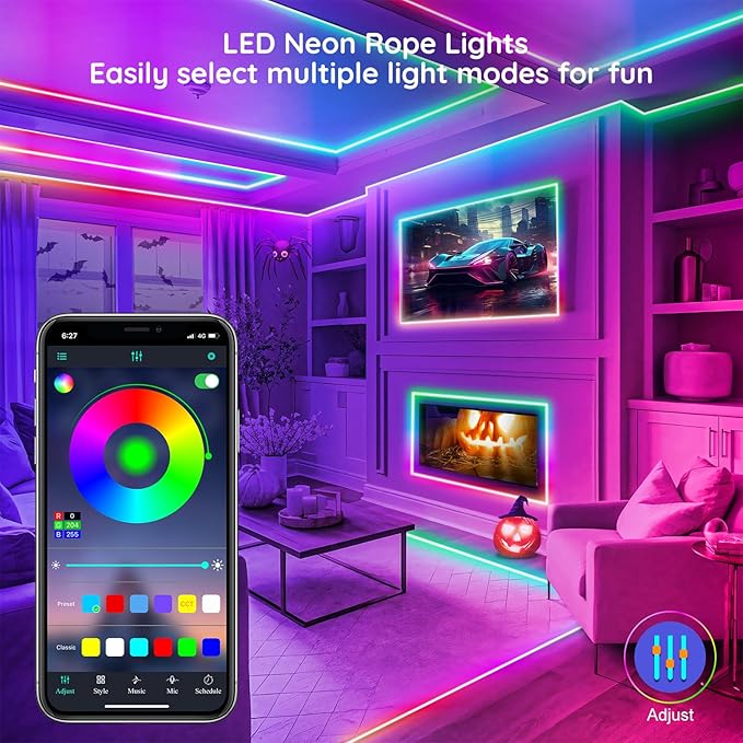 FBZ 100Ft Led Rope Lights, Flexible Neon Lights Control - Image 2