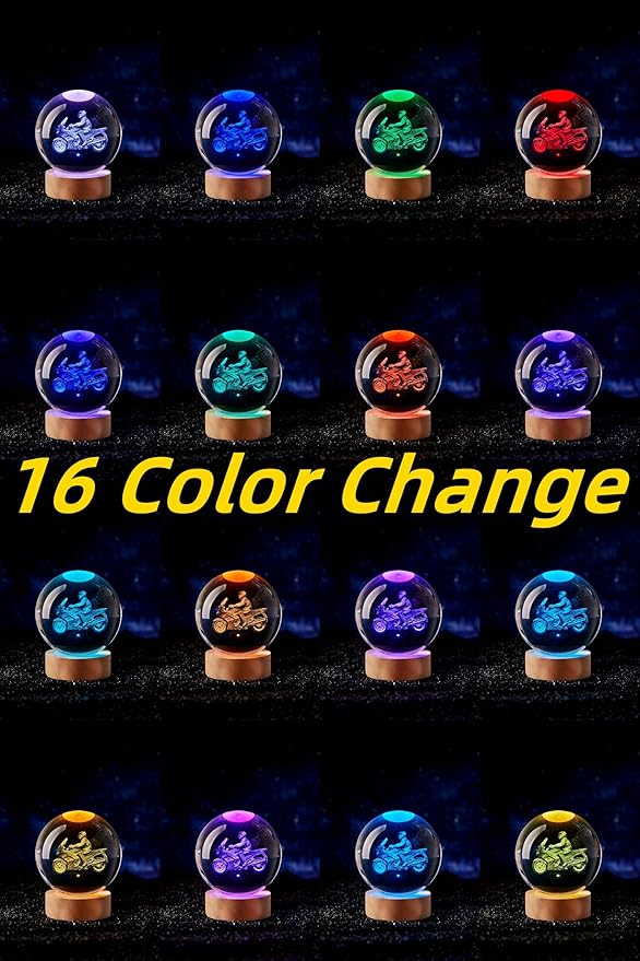 Large Motorcycle Crystal Ball Night Light - Image 2