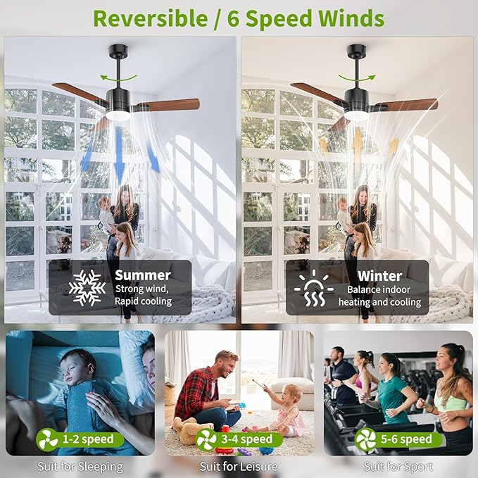 Ceiling Fans with Lights, 42 Inch Low Profile Ceiling Fan with Light and Remote - Image 4