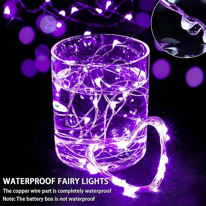 100 Pack Purple Fairy Lights 7Ft 20 LED Twinkle String Lights 3 Modes Battery - Image 4