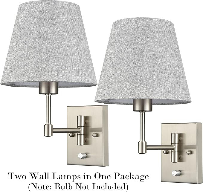 SAMTEEN Swing Arm Wall Sconces Set of Two Plug in Wall Lamp - Image 8