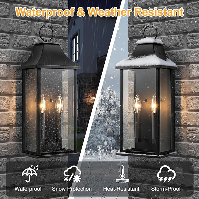 Outdoor Wall Lights, Dusk to Dawn Waterproof Outside Wall Sconce, Large Modern - Image 4