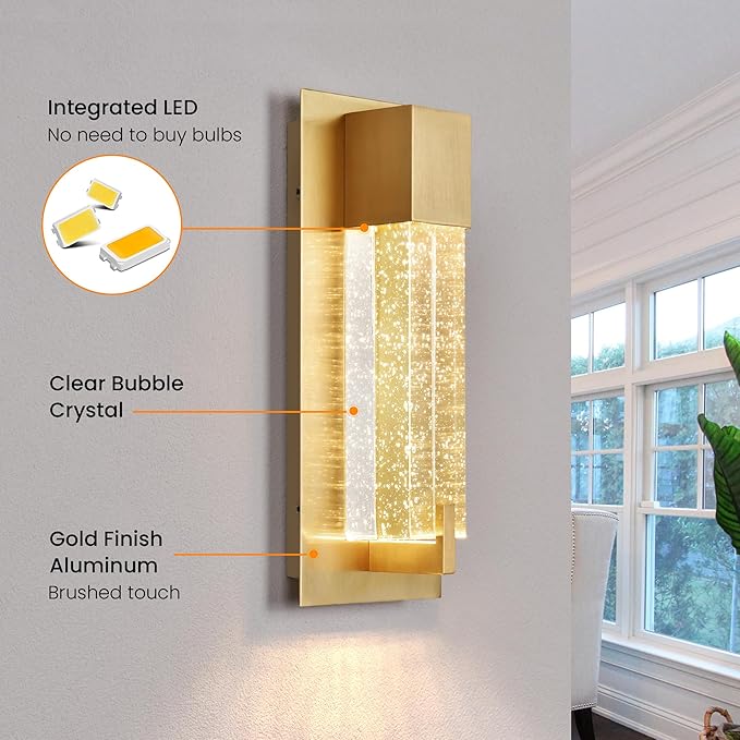 WOSHITU LED Wall Sconce Light: 11 Inch Gold Modern Sconces Wall Lighting 3000K - Image 3