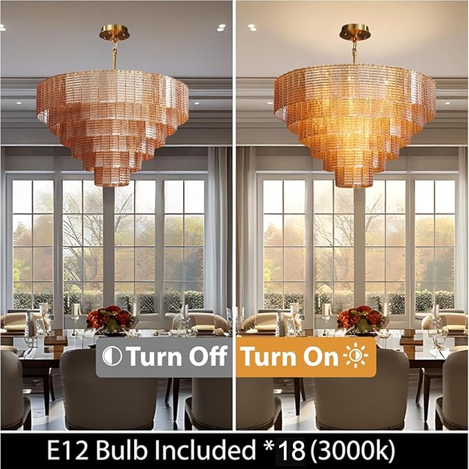 Large Chandelier, 18-Light Round Drum Kitchen Island Hanging Light - Image 5