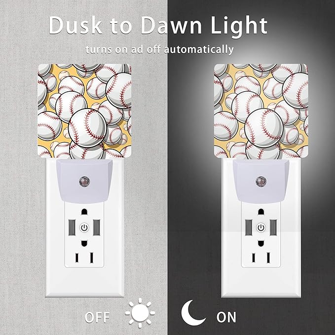 Ball Night Light, Baseball Softball Plug-in Night Lights - Image 3