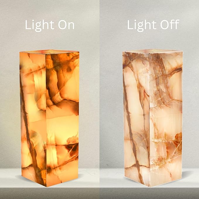 UMAID Handcrafted Onyx Marble Table Lamp, Each Lamp One-of-a-Kind - Image 5