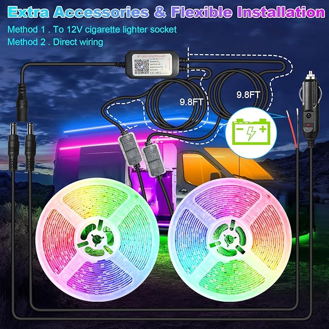 RV Awning LED Light Strip, 12V RGB Waterproof Underglow Led Light kit, Camper - Image 2