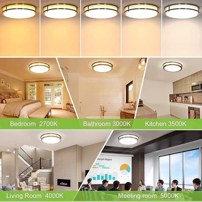 hykolity 16 inch Dimmable LED Flush Mount Ceiling Light Fixture, Brushed Nickel - Image 5