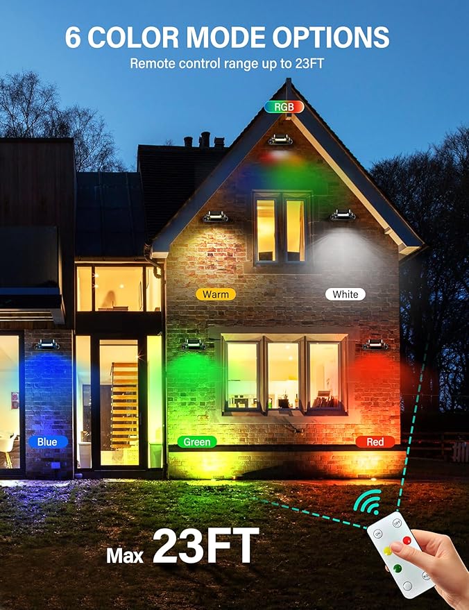 Solar Wall Lights Outdoor with Remote Control, 2200mAh Large Battery, 6 Color - Image 5