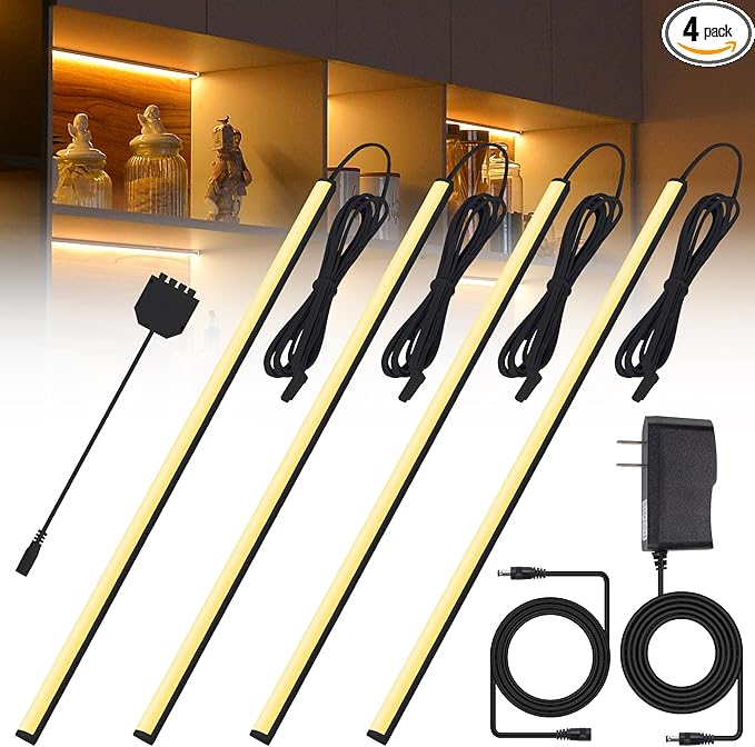 JUSJUBR Black Display Shelf Lighting, 4 Pack x12 Inch Display Lights by Jusjubr