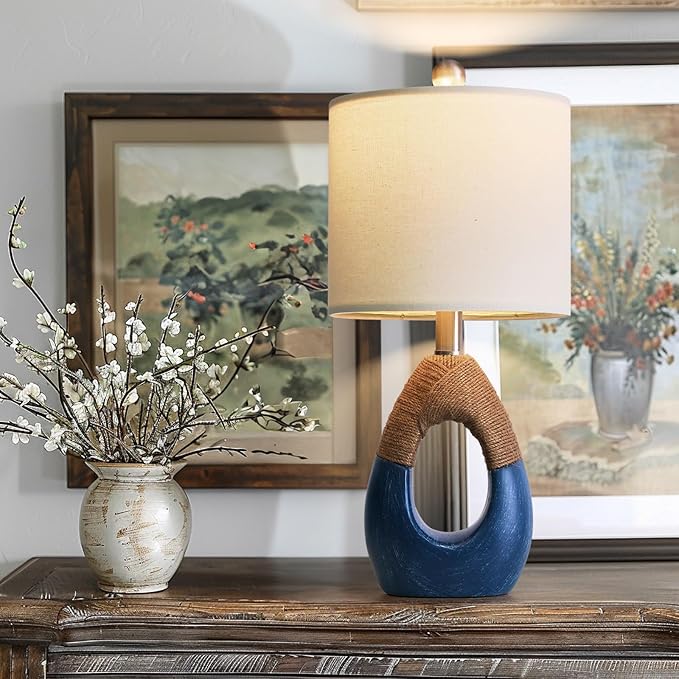 OYEARS 19" Table Lamp for Living Room, Boho Lamp for Bedroom, Bedside for - Image 5