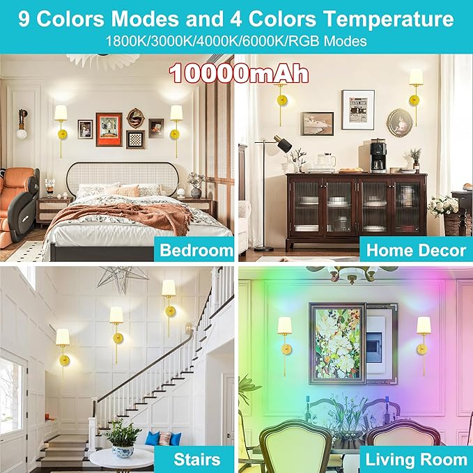 Wireless Sconces Set of 2 Wall Light - Image 5