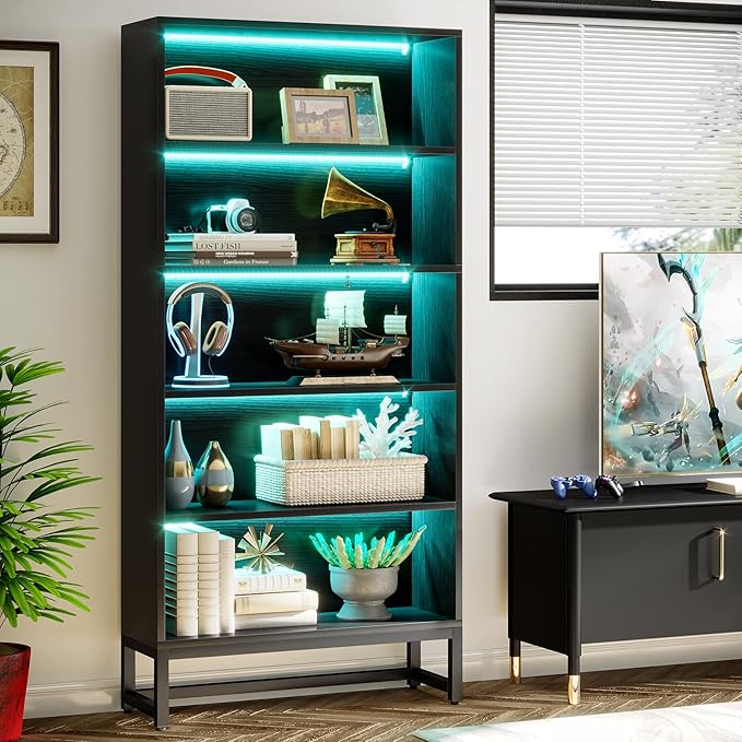 Tribesigns Tall Bookcase Black Bookshelf, 70.8” Large Bookcases Organizer - Image 5