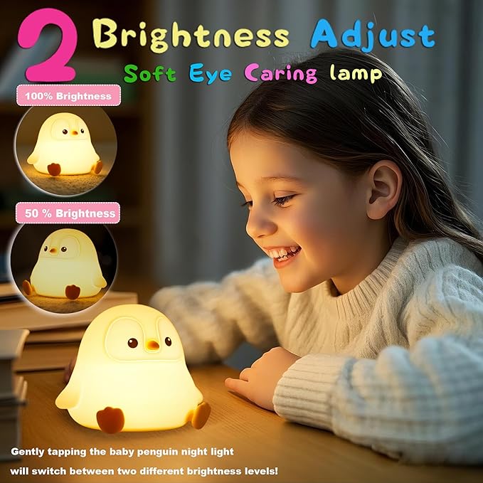 DREAMING MY DREAM Cute Penguin Night Light, LED Squishy Novelty Night Lamp - Image 3