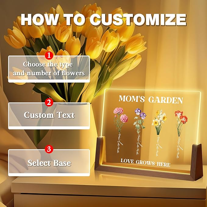 Mothers Day Birthday Gifts for Mom from Daughter Son Husband, Customized Birth - Image 3