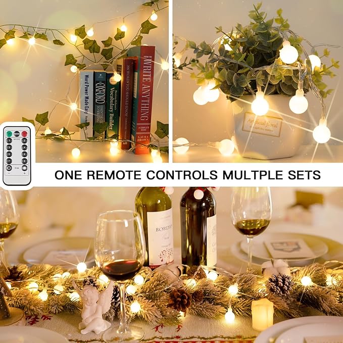 suddus Globe String Lights Battery Operated, 100 Led Battery Powered Fairy - Image 6