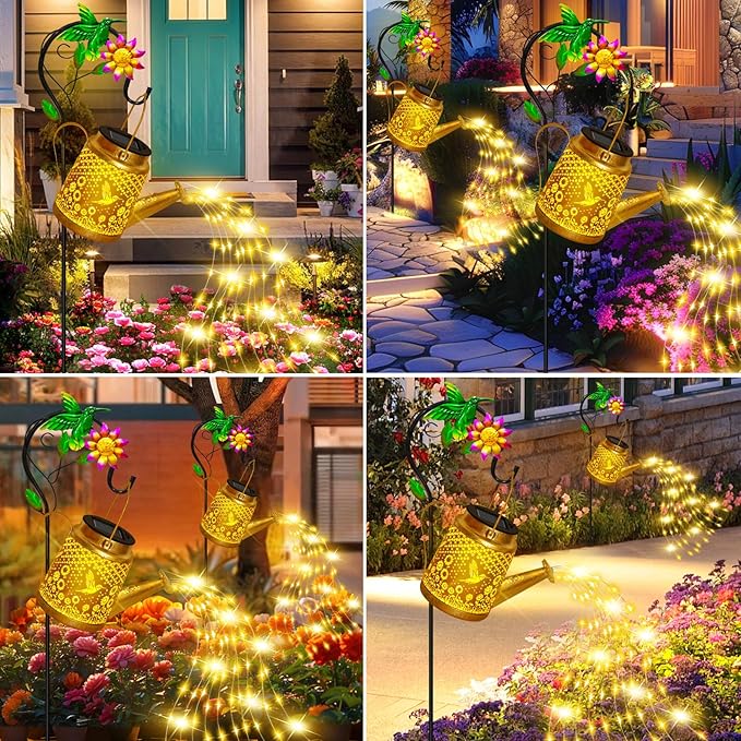 Christmas Gifts Hummingbird Solar Watering Can Lights, Outdoor Waterproof - Image 2
