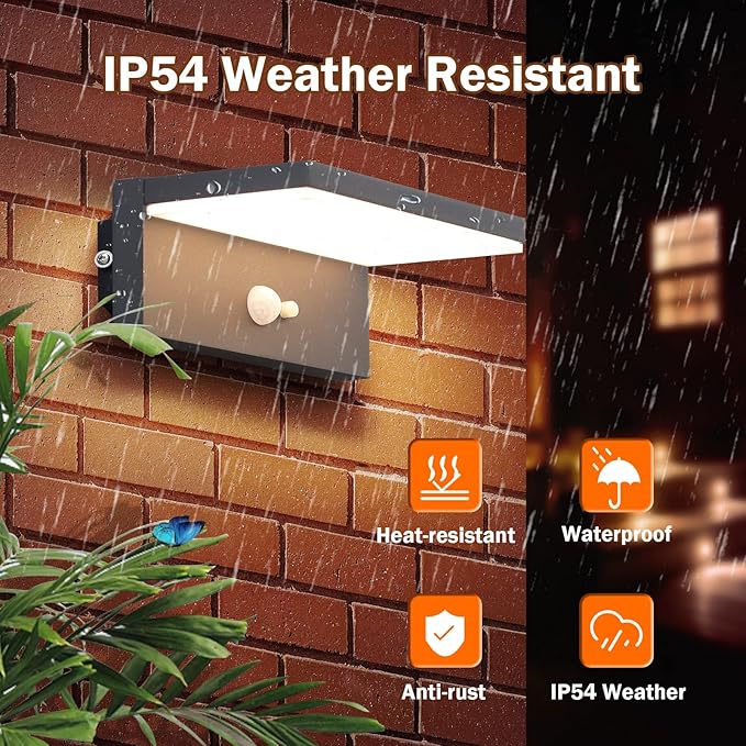 Solar Outdoor Wall Lights 2 Pack, Motion Sensor Waterproof Dusk to Dawn Solar - Image 3