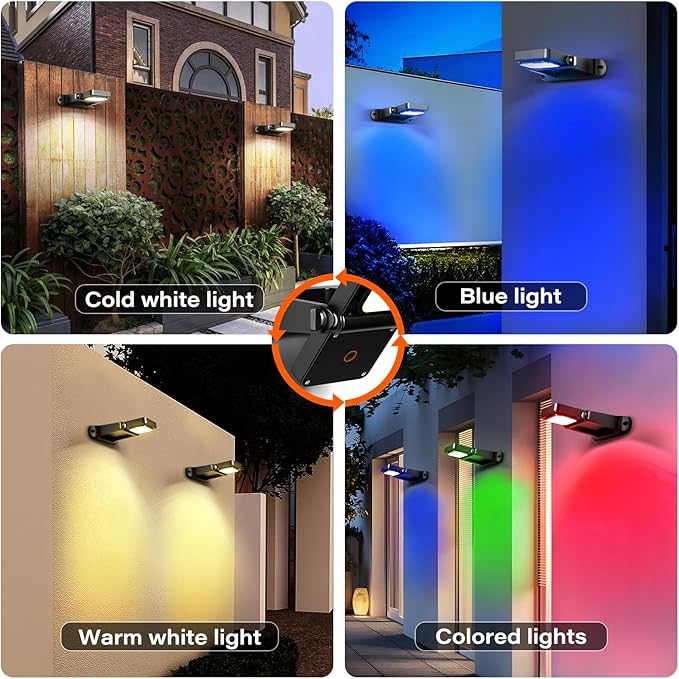 200LM Solar Wall Lights Outdoor 6 Colors, 2200mAh Long Lasting Solar Powered - Image 7