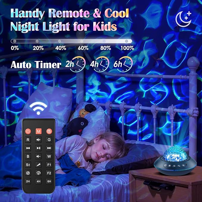 Mubarek Galaxy Projector for Bedroom, 360° Full Coverage Ceiling Projector - Image 6