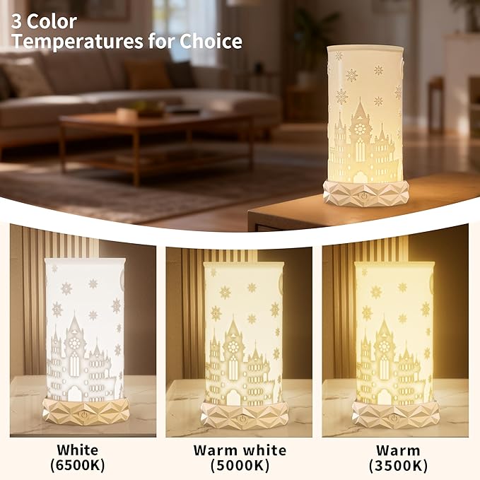 Indoor Battery Operated Table Lamp, 1500mAh Rechargeable Bedside Lamp 3 Color - Image 3