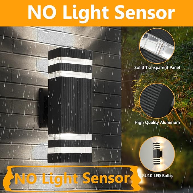 6 Pack Outdoor Lights, 14W IP65 3000K 1100LM Warm White Porch Lights, Aluminum - Image 2