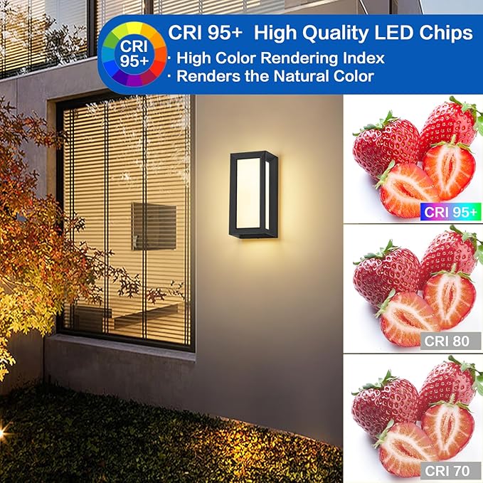 Outdoor Light Fixtures Wall Mount 2 Pack, 3 Colors & Dimmable, Exterior Wall - Image 3