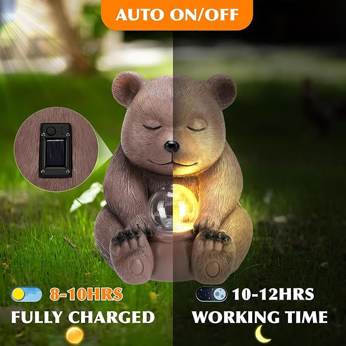 Solar Bear Statue for Outdoor, Garden Decor - Image 5