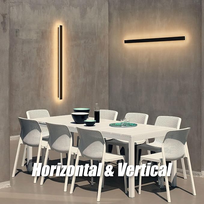 2 Pack 40inch Long Outdoor LED Wall Lights 30W Black 3000K Warm White Porch - Image 6