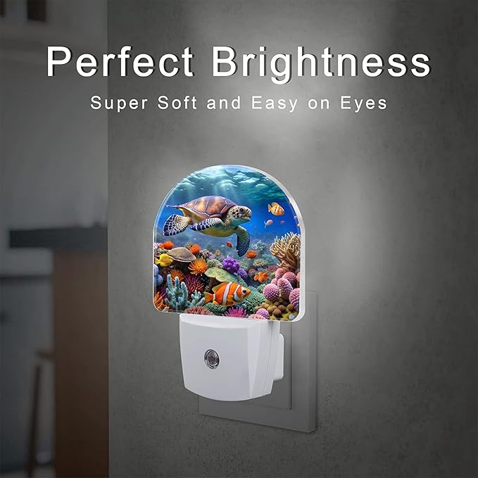 Sea Turtle in Coral Reefs Night Light, Underwater World Marine Fish Corals Dusk - Image 2
