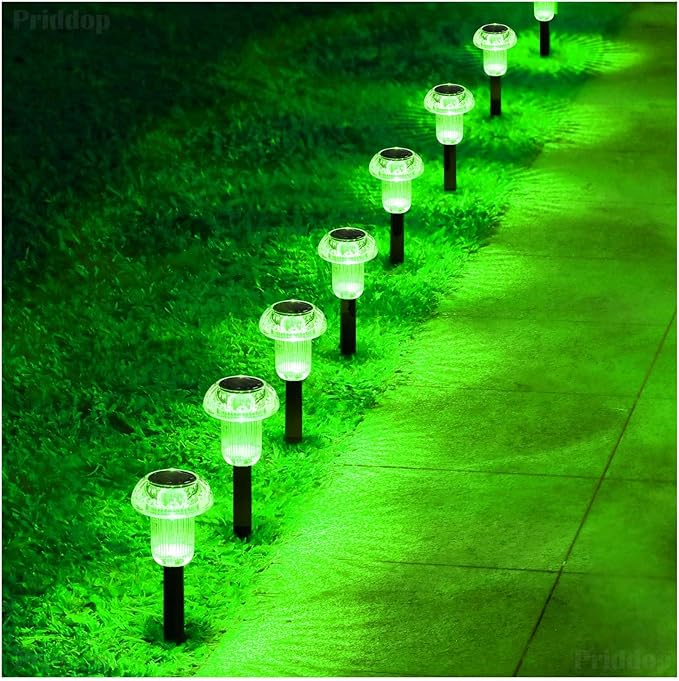 St Patricks Day Solar Lights Outdoor 8 Pack Green LED Waterproof Mushroom - Image 8