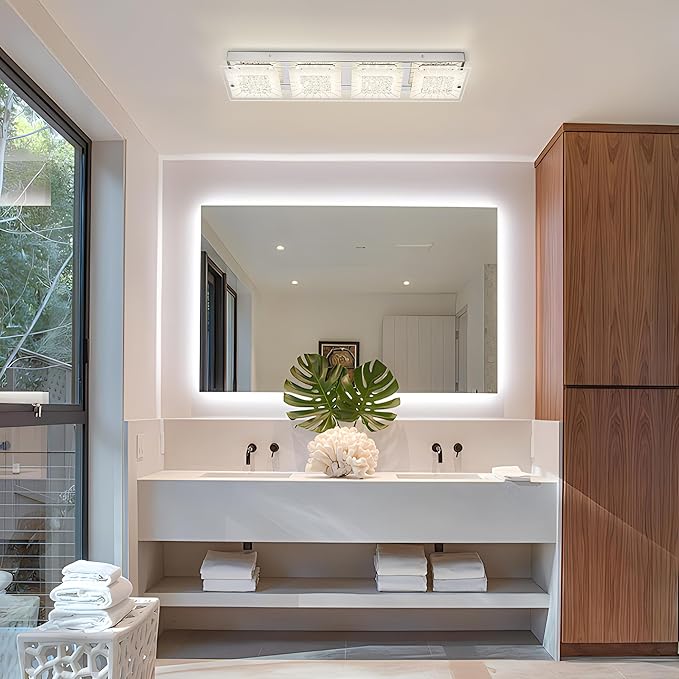 Flush Mount Ceiling Light Crystal Ceiling Light Fixture 24IN Long Rectangle - Image 4