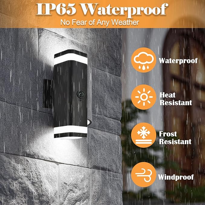 wowlite 2 Pack Motion Sensor Outdoor Wall Lights, Dusk to Dawn Outdoor Lighting - Image 8