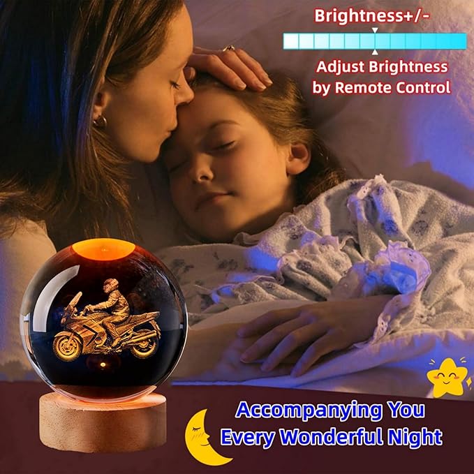 Large Motorcycle Crystal Ball Night Light - Image 3