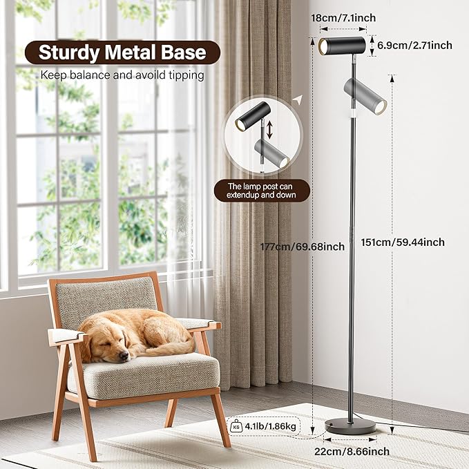 Spotlight Floor Lamp, Tall LED Standing Lamp - Image 5