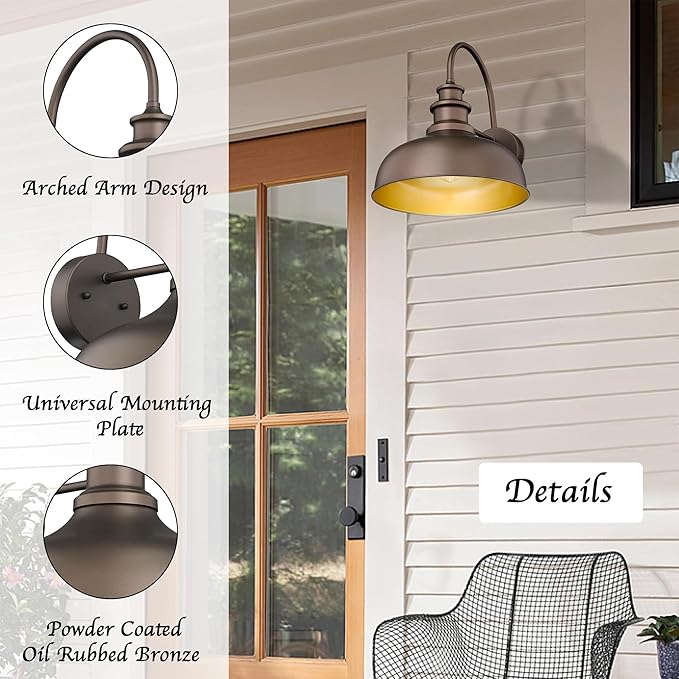 Bestshared Outdoor Barn Light, Outdoor Wall Sconce, Farmhouse Porch Wall lamp - Image 4