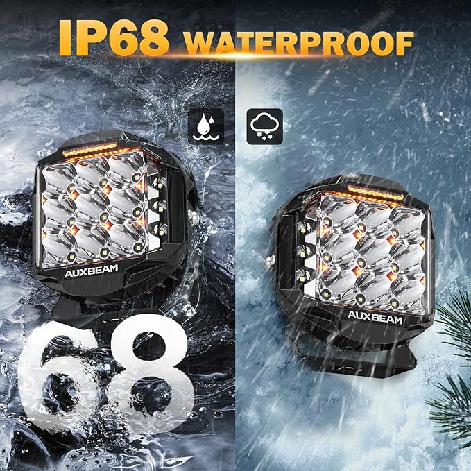 Auxbeam 7inch 228W Round LED Offroad Light Pod, V-MAX Series 26100LM Side - Image 6