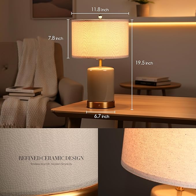 O’Bright Dune - Battery Powered Table Lamp, Rechargeable Cordless Ceramic Lamp - Image 5