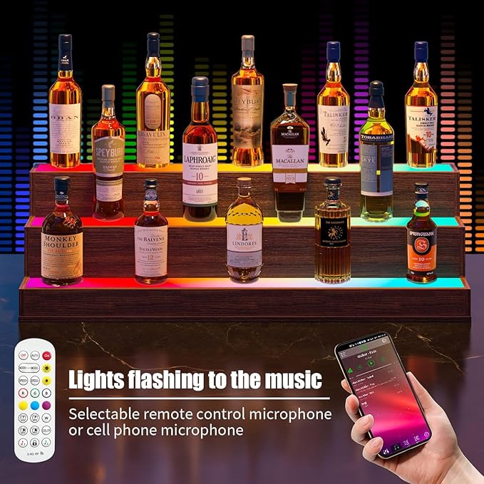 LED Lighted Liquor Bottle Display Shelf, 24 Inch Bar Display Shelf - Image 3