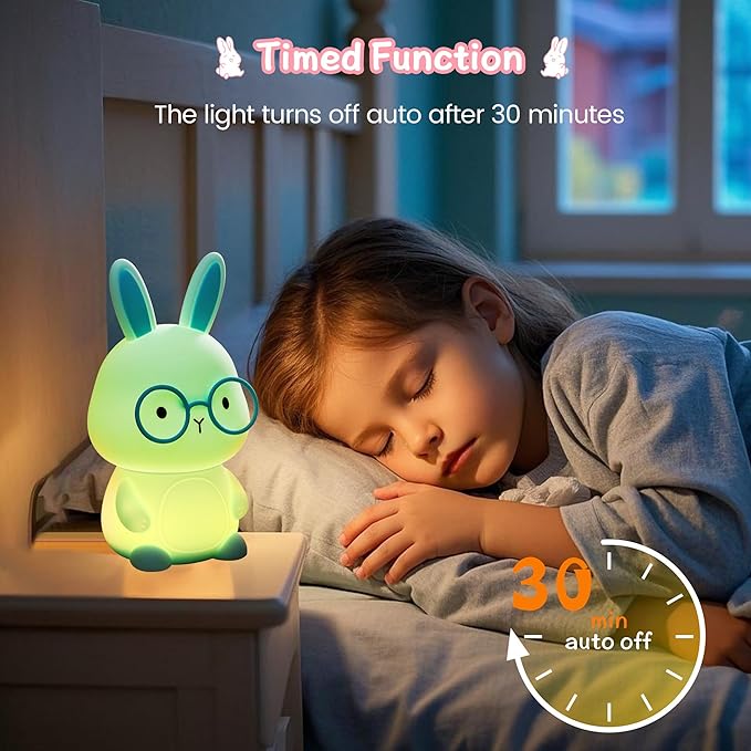 Bunny Night Light, Rabbit Lamp for Kids, Rechargeable LED Nightlight for Easter - Image 4