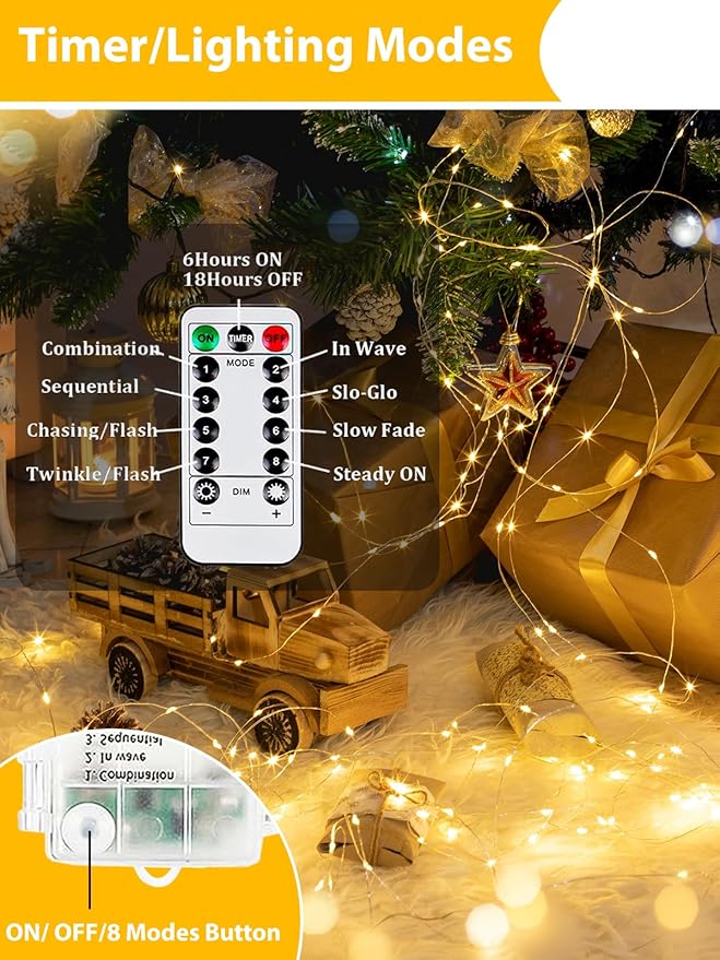 2 Pack 200LED Christmas Battery Operated Fairy Lights - Image 5