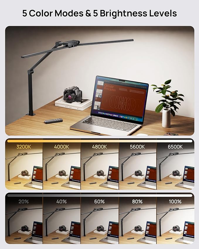 TROND LED Desk Lamp with Clamp, 29.55'' Tall Desk Light with Remote, 1500LM - Image 2