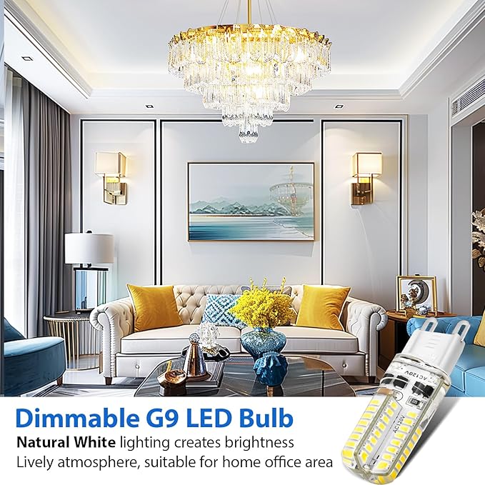 YGS-Tech G9 LED Bulb Dimmable, G9 Light Bulb, 4000K Natural White, G9 Base Bulb - Image 6
