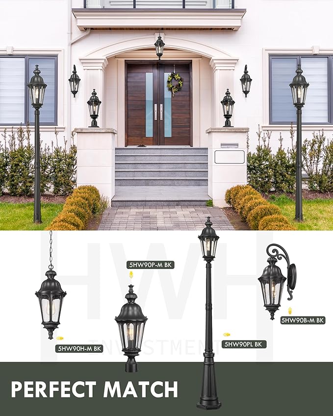 HWH Outdoor Post Lights Lamp Post Light Fixture, Exterior Column Pillar Lights - Image 6