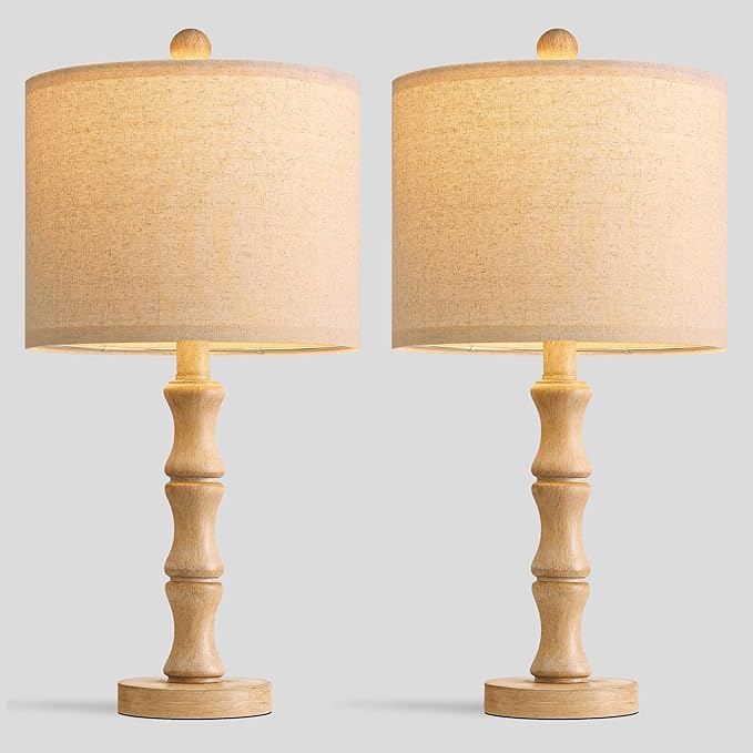 BOBOMOMO 20.5" Farmhouse Table Lamps Set of 2, Rustic Nightstand Lamps - Image 7