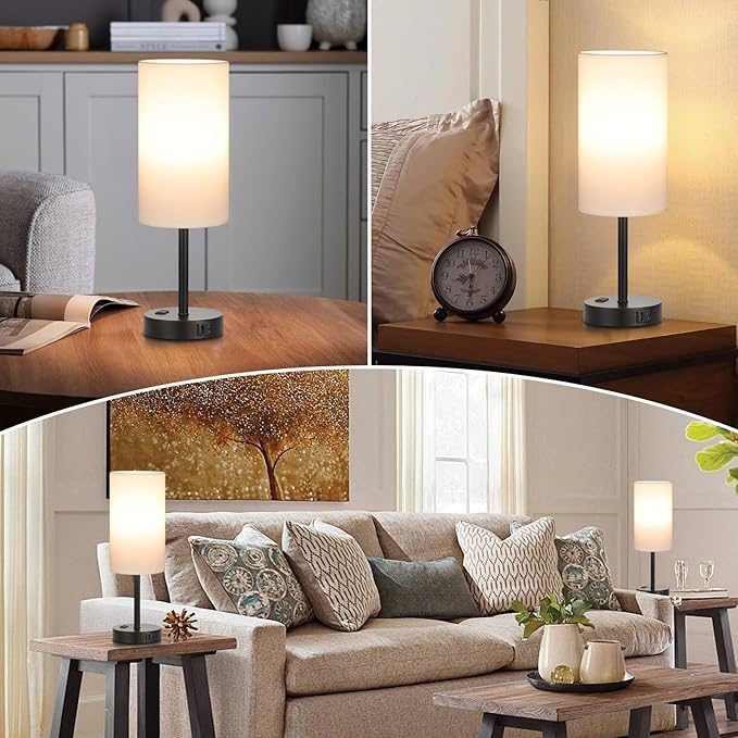 17.4inches Tall White Bedroom Lamps Set of 2-3 Way Dimmable Touch Table Lamps - Image 5
