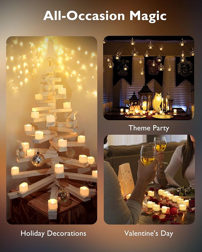 Homemory 48-Pack Novelty Flickering Flameless Tea Lights Candles, 200+Hours - Image 7