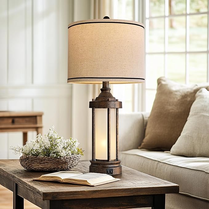 25'' Table Lamp for Living Room Bedroom Farmhouse Metal Lamps - Image 6